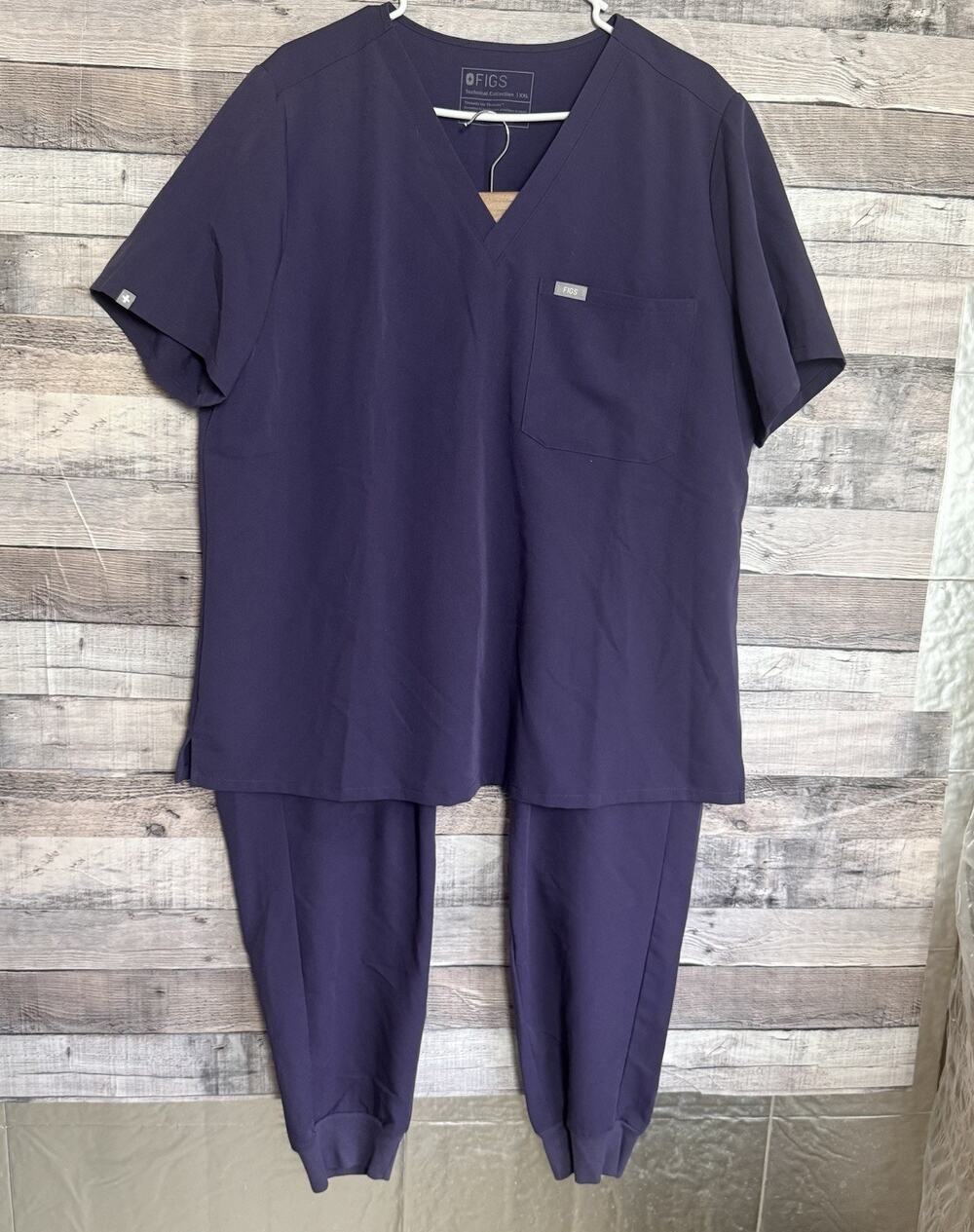 FIGS Zamora Jogger Scrub Pants and Top Set Purple Technical Collection XXL